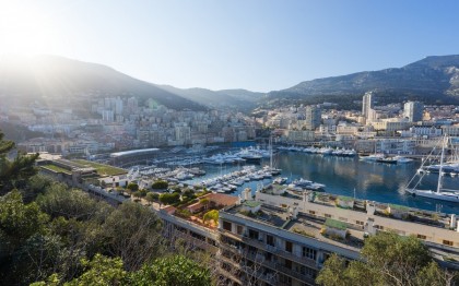 Panoramic view of a harbor on the French Riviera