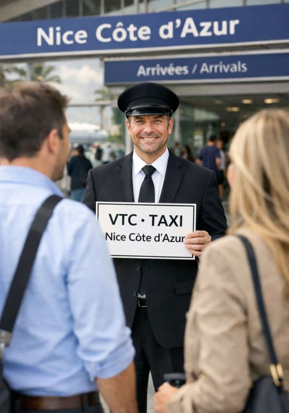 Private driver and taxi welcoming passengers at Nice Côte d’Azur Airport