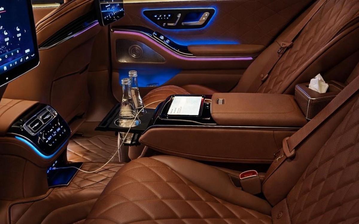 Mercedes S-Class interior – premium private driver from Menton